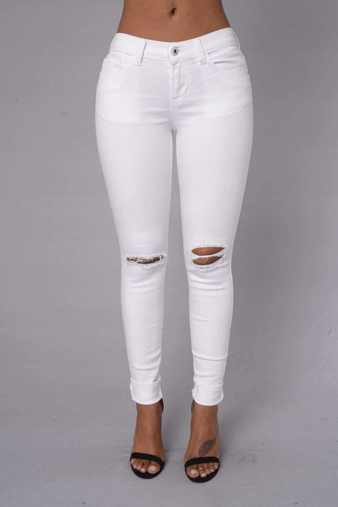 Suns Out Knees Out Jeans - White
