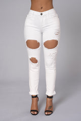 Take A Peek Jeans - White