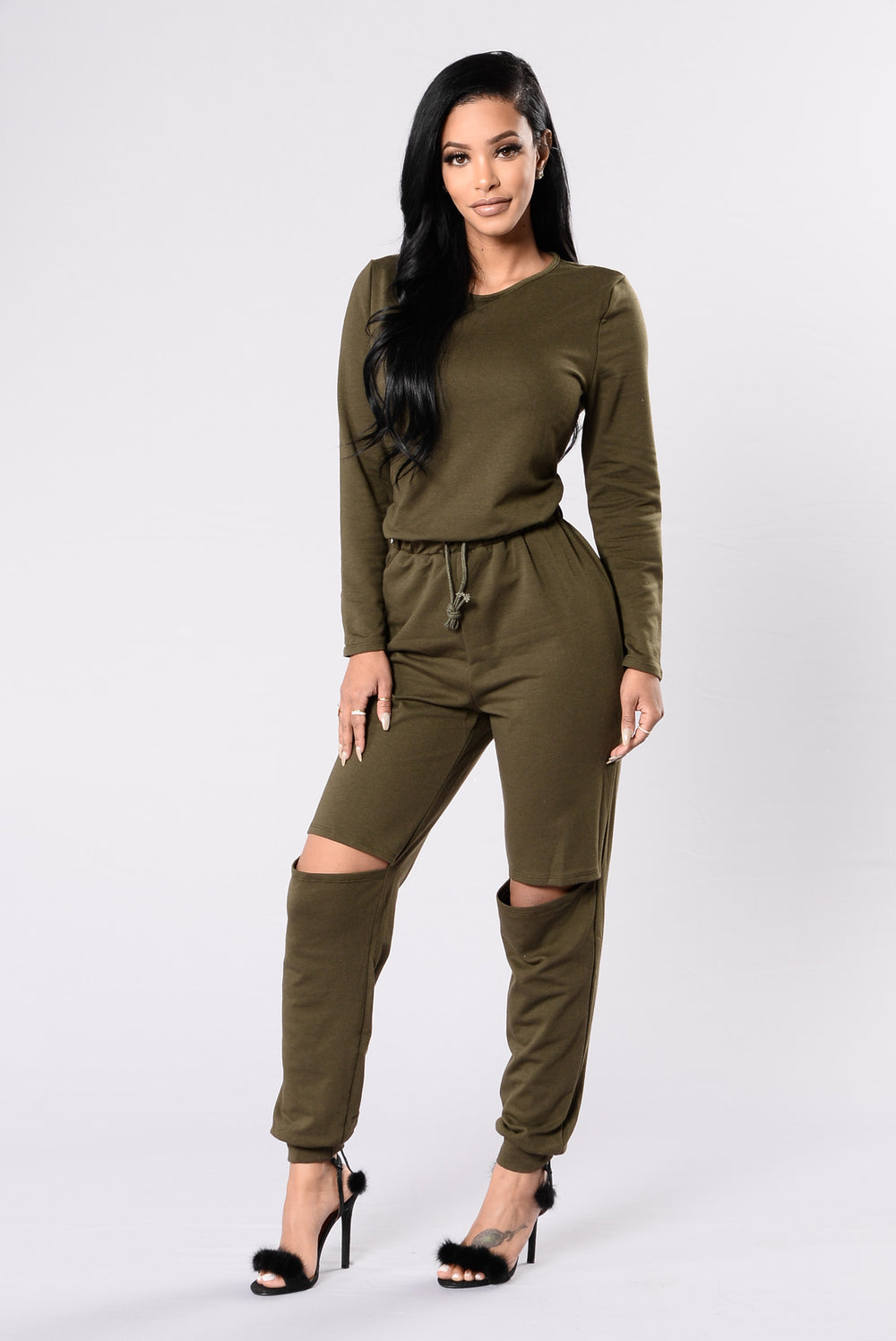 On the Run Jumpsuit - Olive