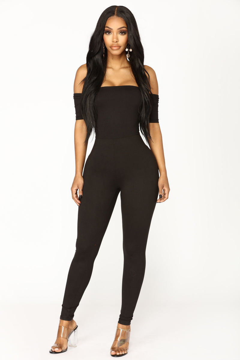 Forever Or Never Off Shoulder Jumpsuit - Black | Fashion Nova ...