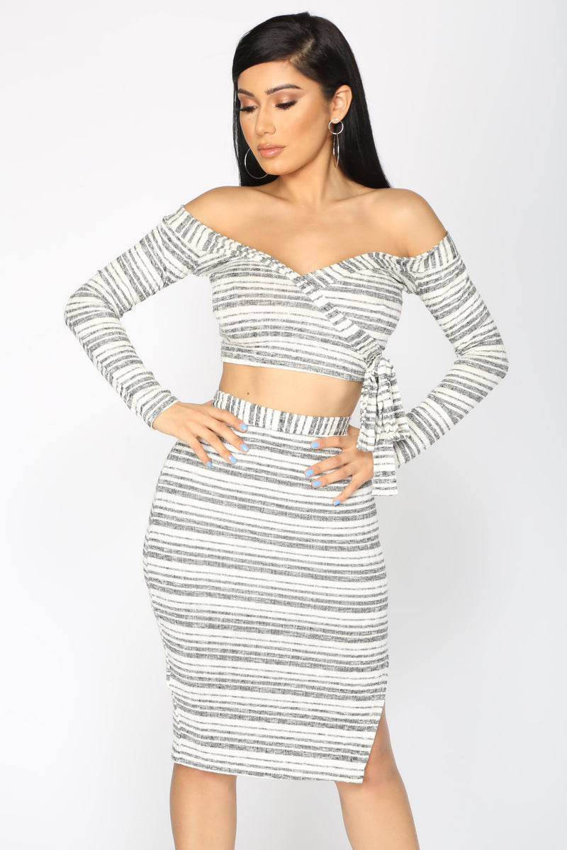 Let Me Love Ya Stripe Set - Grey/White | Fashion Nova, Matching Sets ...