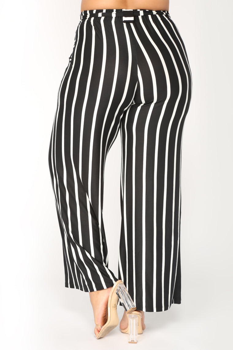Heather Striped High Rise Pants - Black/White - Pants - Fashion Nova