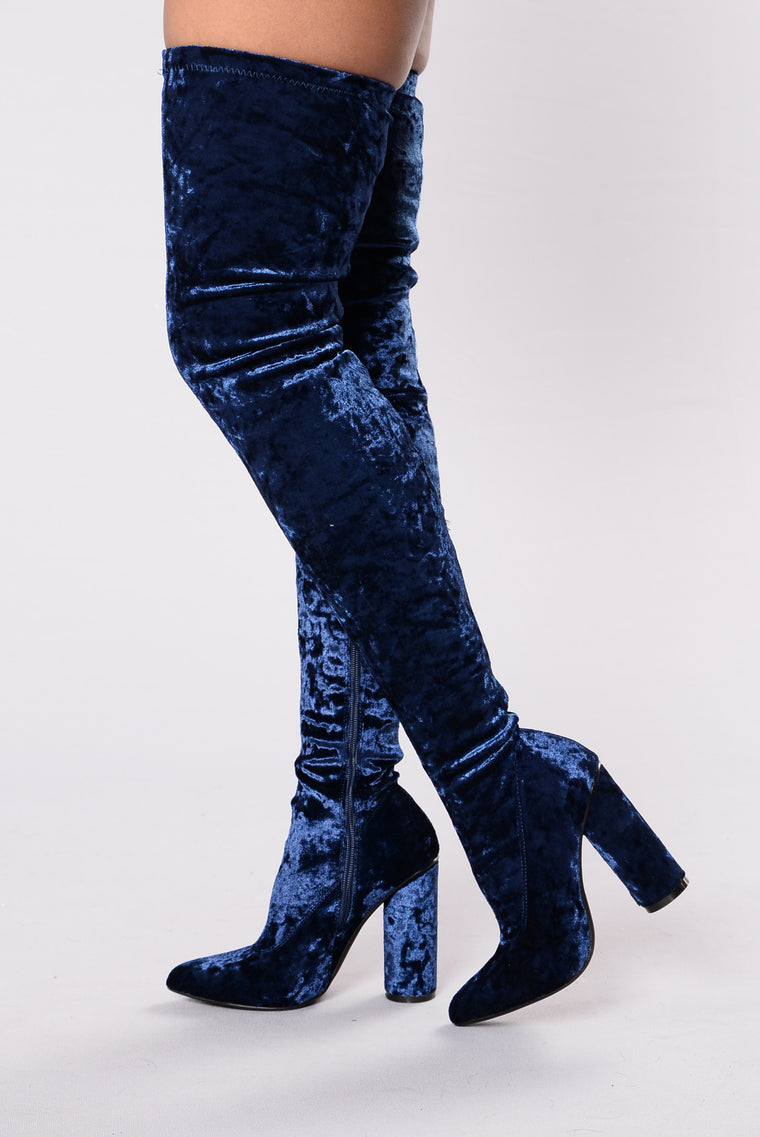 royal blue thigh high boots