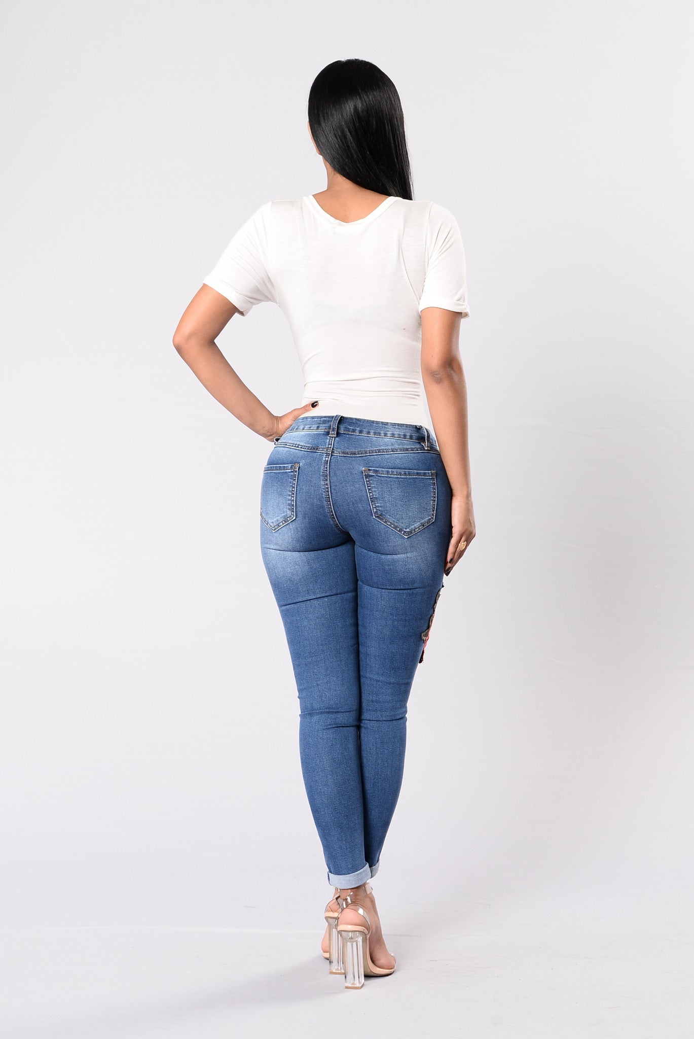 Runway Bloom Jeans - Medium Stone Wash