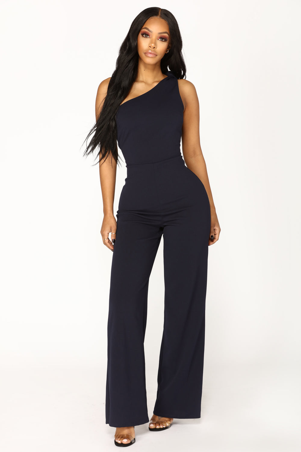 Jordyn One Shoulder Jumpsuit - Navy