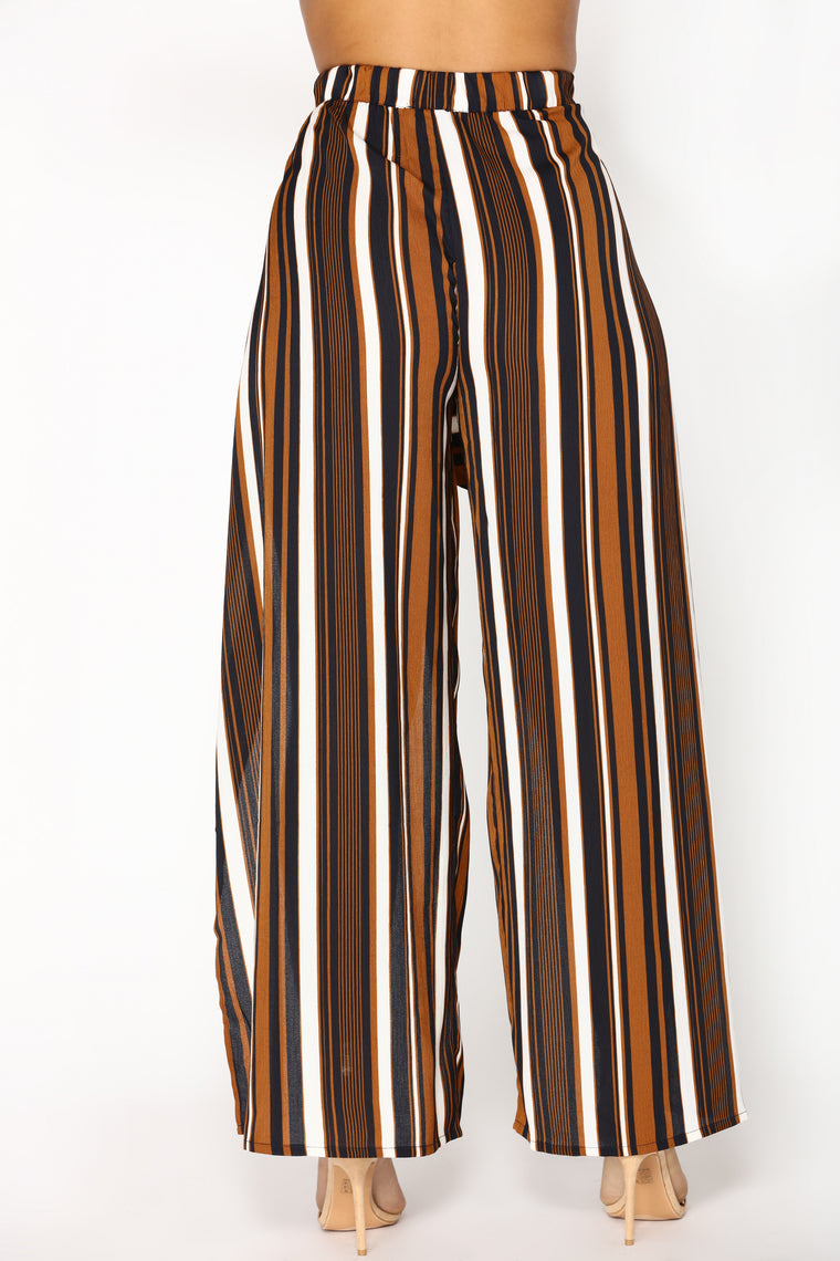 Draw The Line Striped Pants - Bronze – Fashion Nova