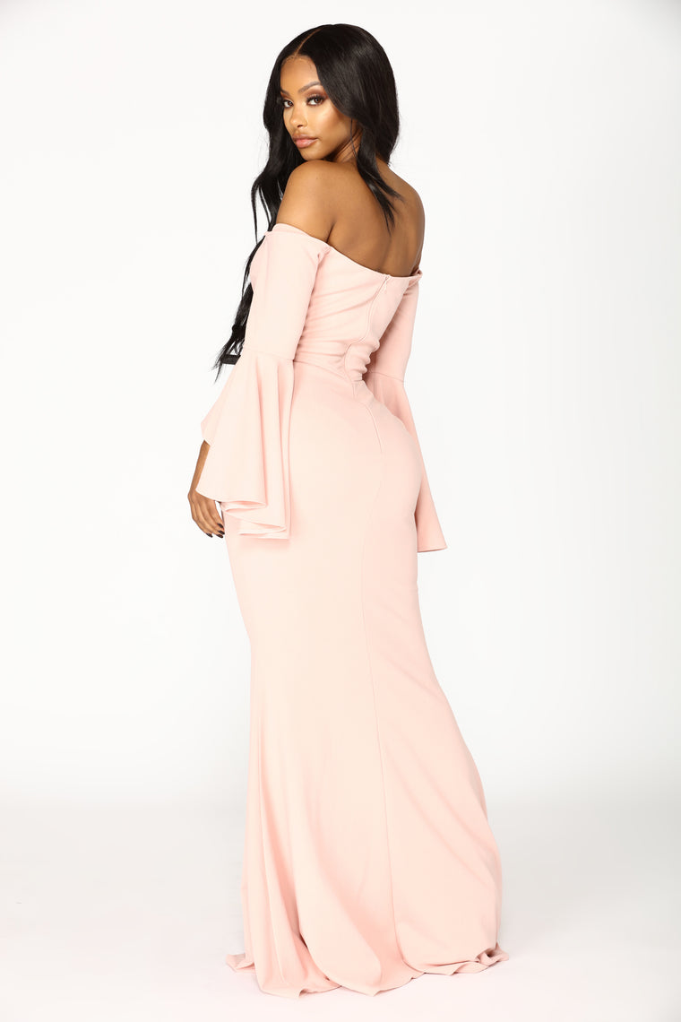 blush cold shoulder maxi dress