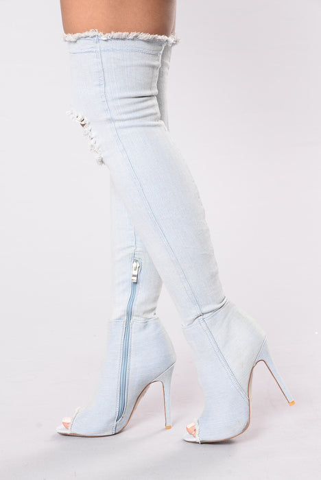 baby blue thigh high boots