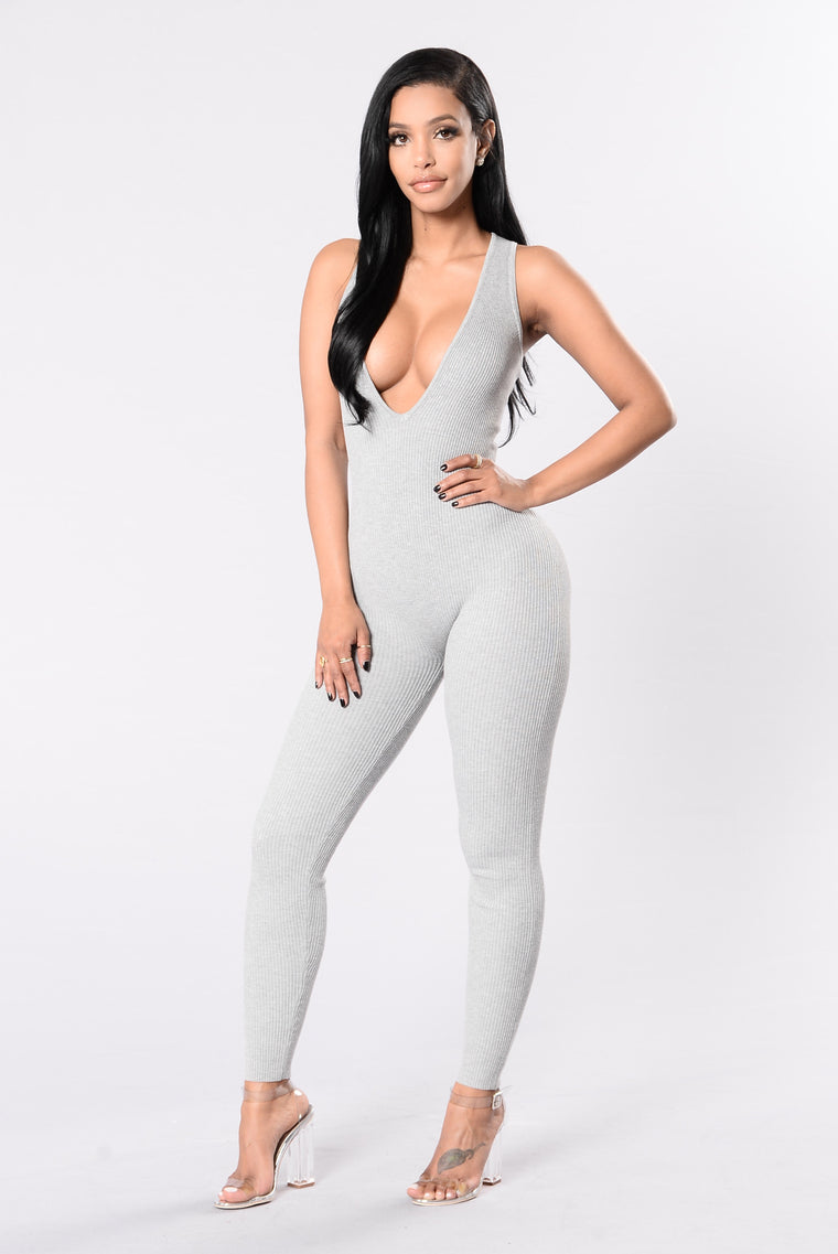 grey jumpsuit fashion nova