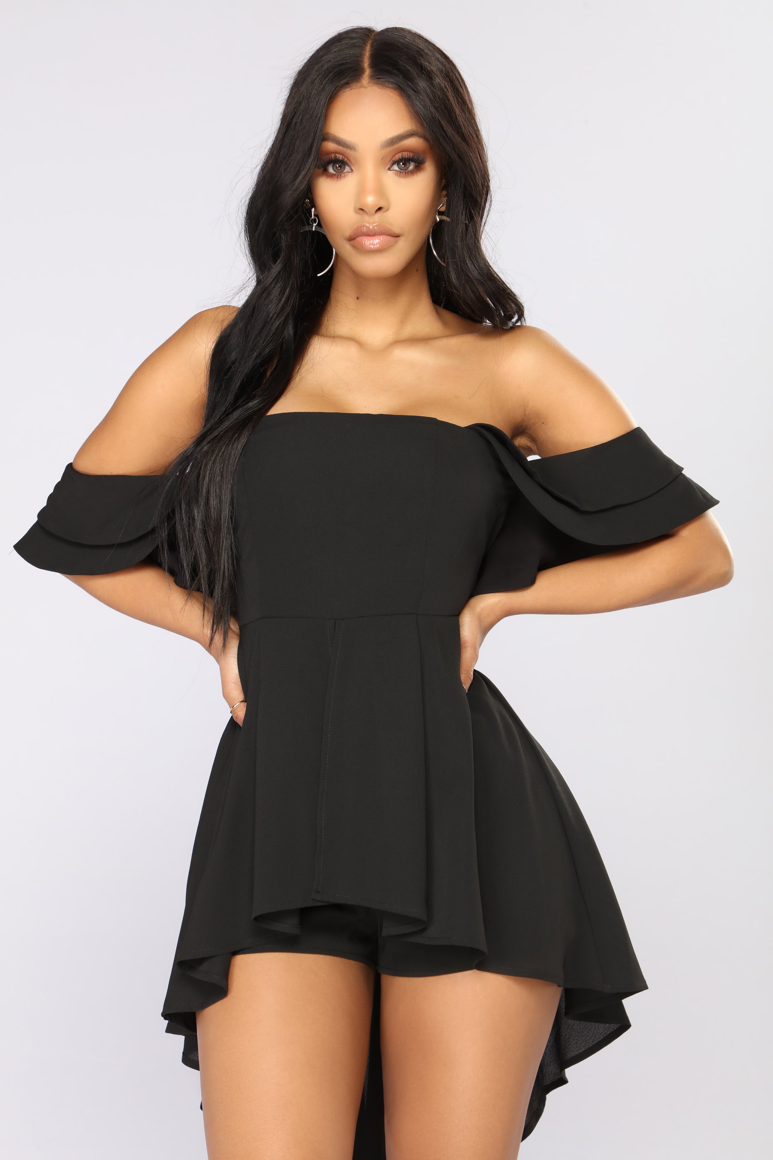 Crazy About You Sleeveless Romper - Black - Fashion Nova