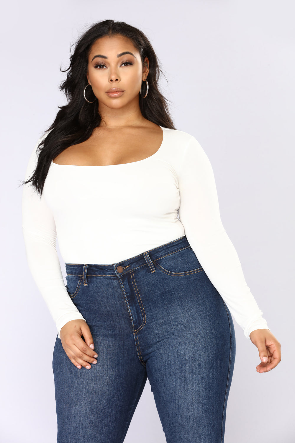 Anything But Square Long Sleeve Bodysuit - Ivory