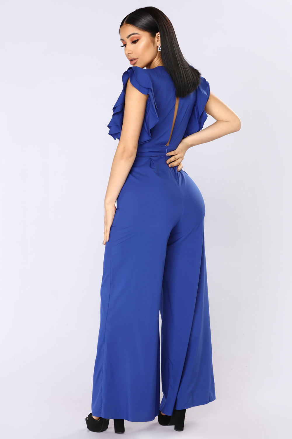 City Of Angels Ruffle Jumpsuit - Royal