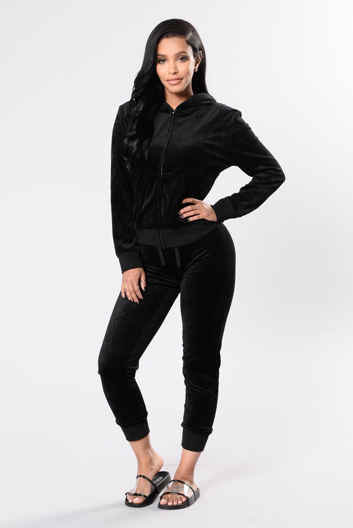 velvet tracksuit black