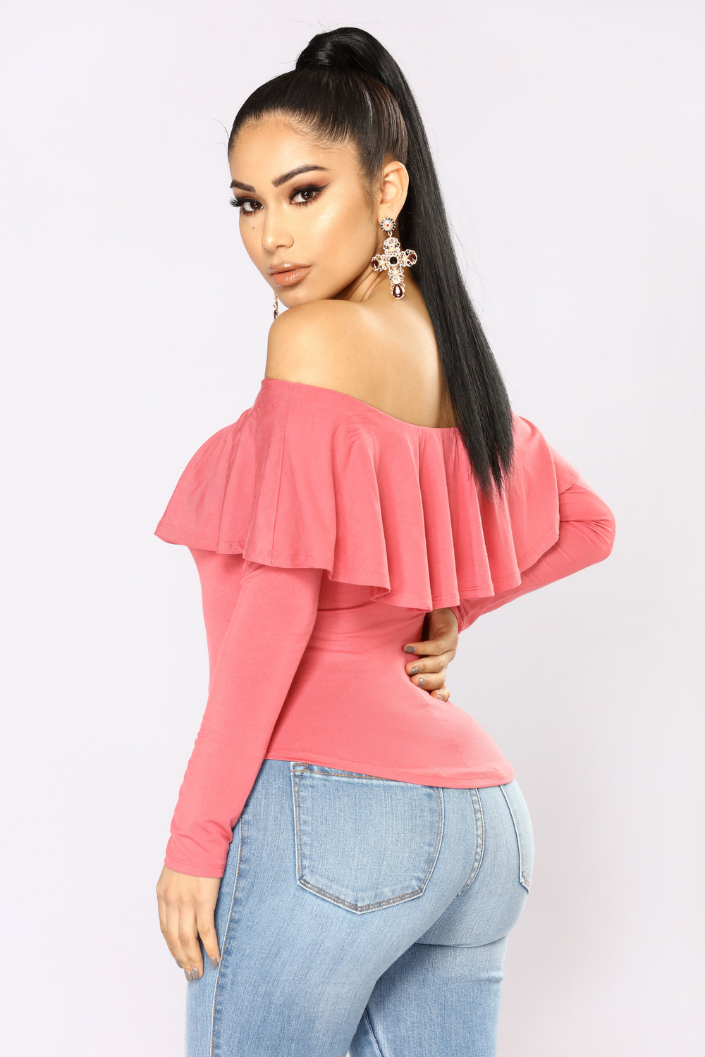 Electric Love Off Shoulder Top - Rose