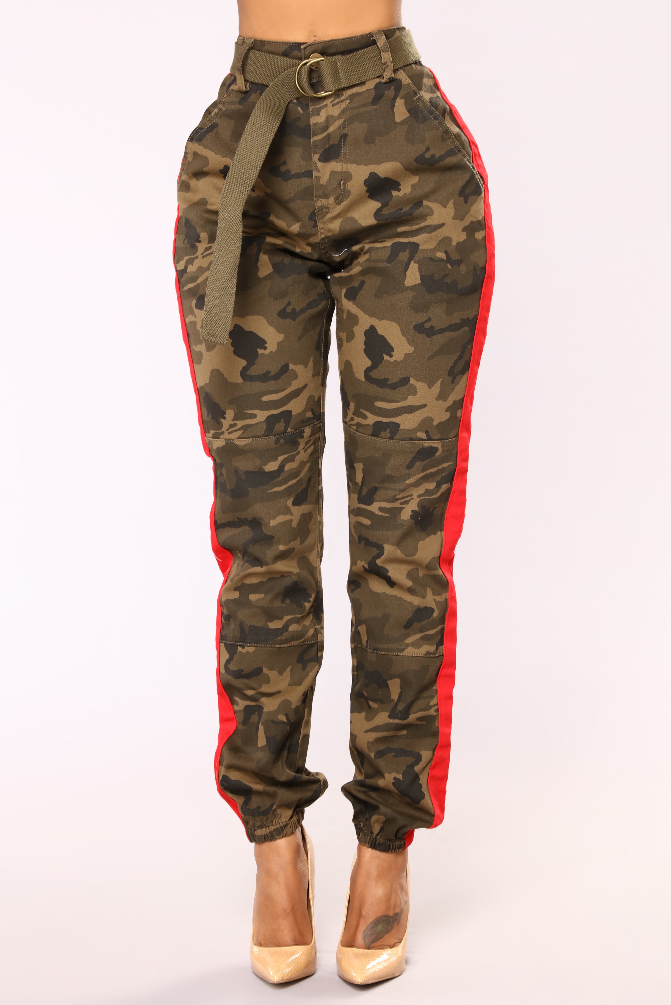 camo pants red stripe