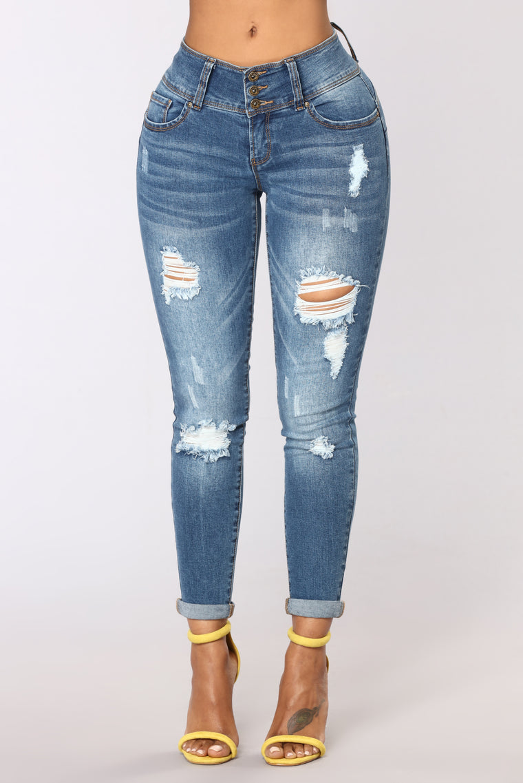 Turnin' Heads Low Rise Jeans - Medium Blue Wash - Jeans - Fashion Nova