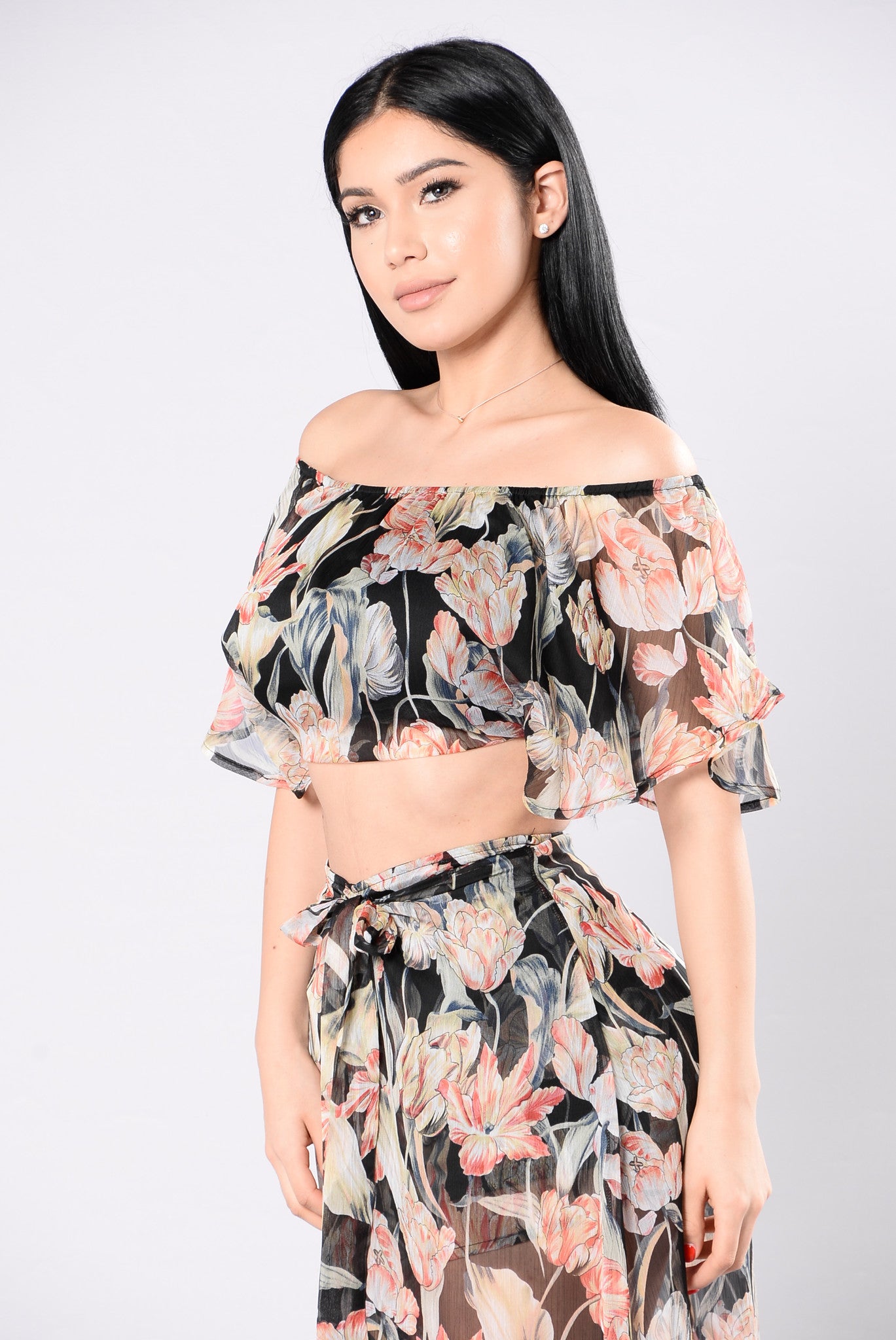 Put Me First Floral Top - Black
