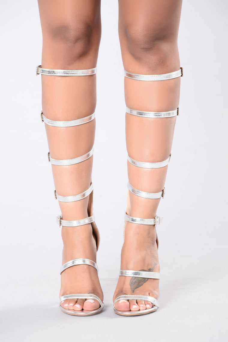 silver gladiator heels