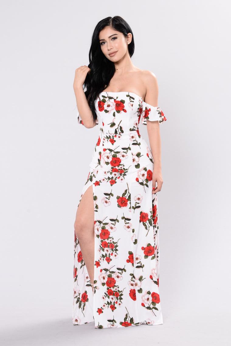 Garden Me Dress - White/Floral 