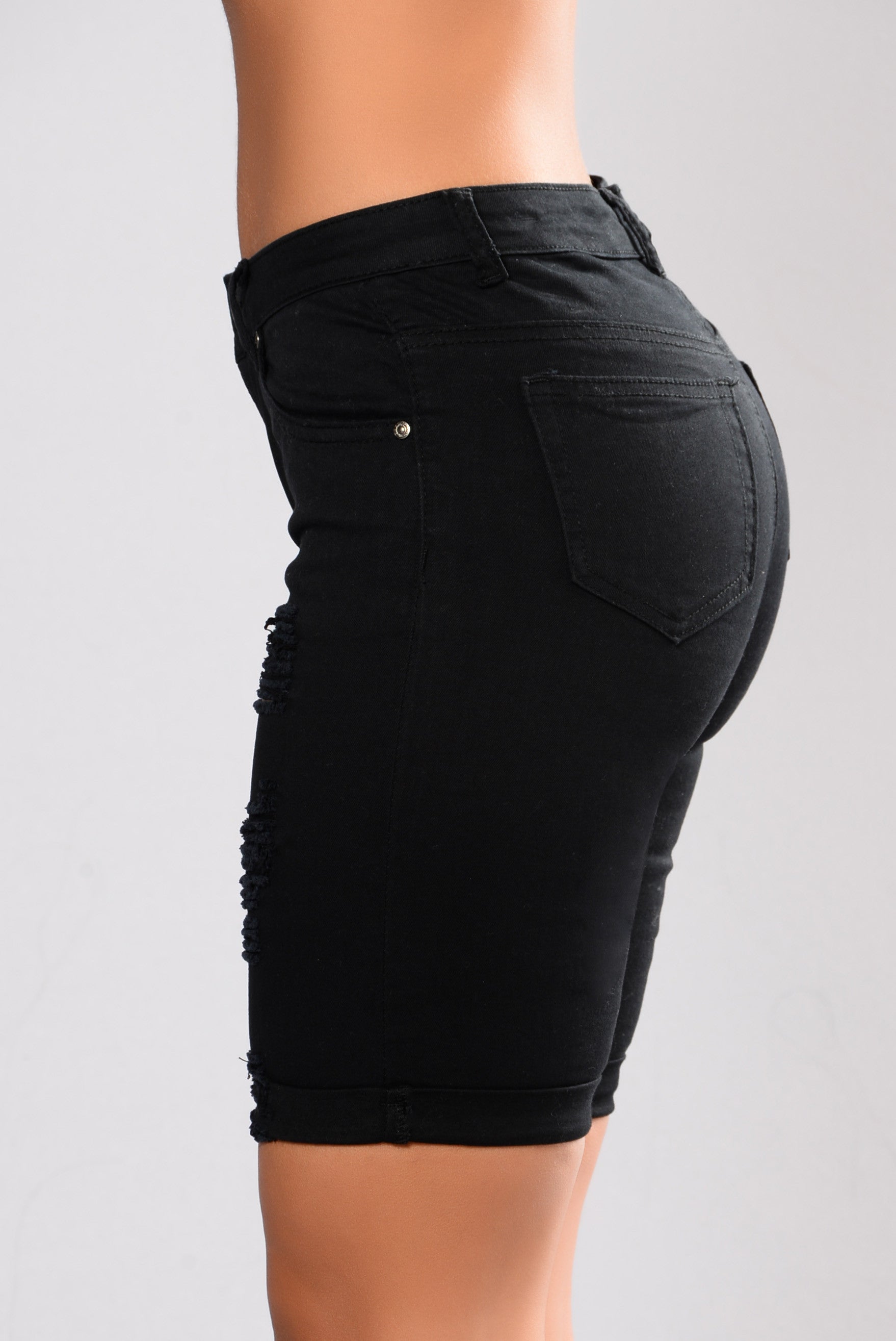 Callie Distressed Shorts - Black