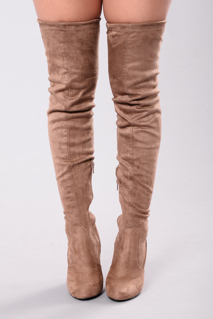 Pretty In Thigh High Boots - Mocha