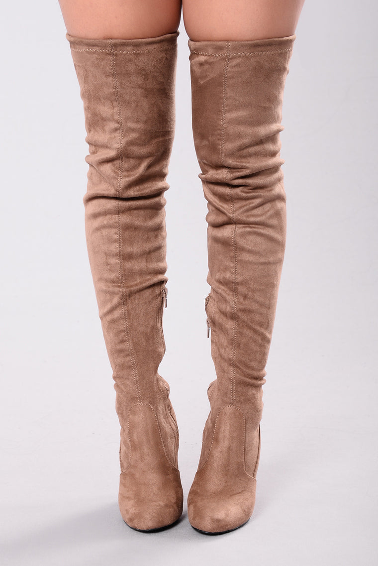 Pretty In Thigh High Boots - Mocha 