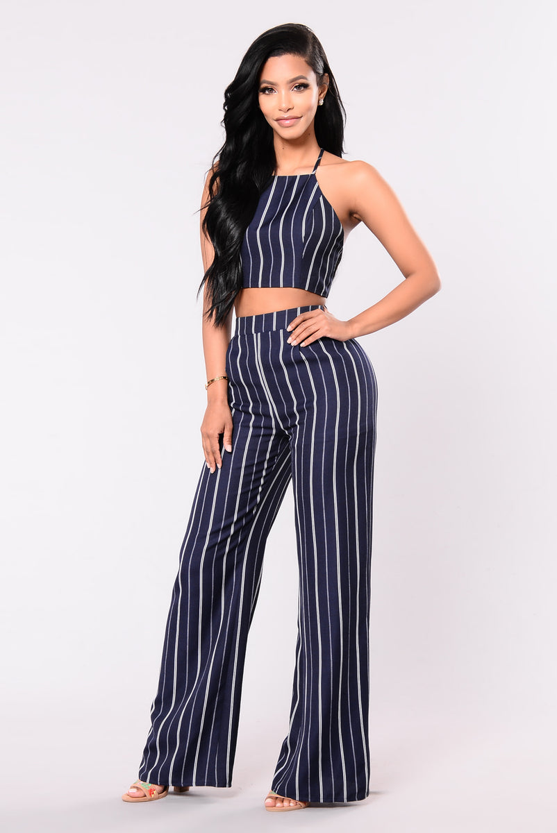 Striped Down Set - Navy | Fashion Nova, Matching Sets | Fashion Nova
