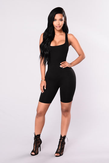 black biker shorts romper