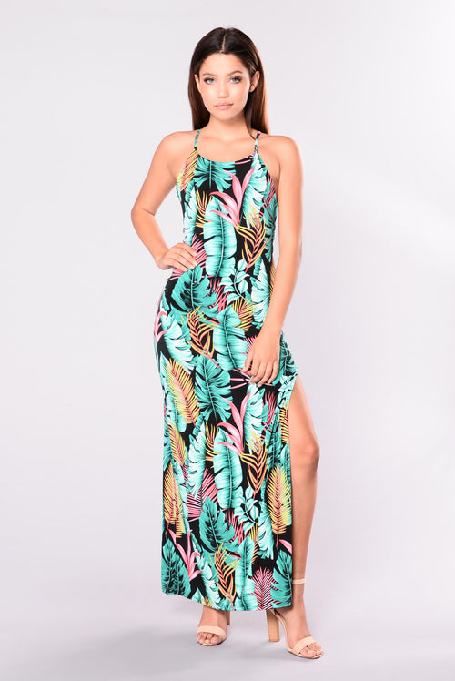 Kailua Dress - Black/Green