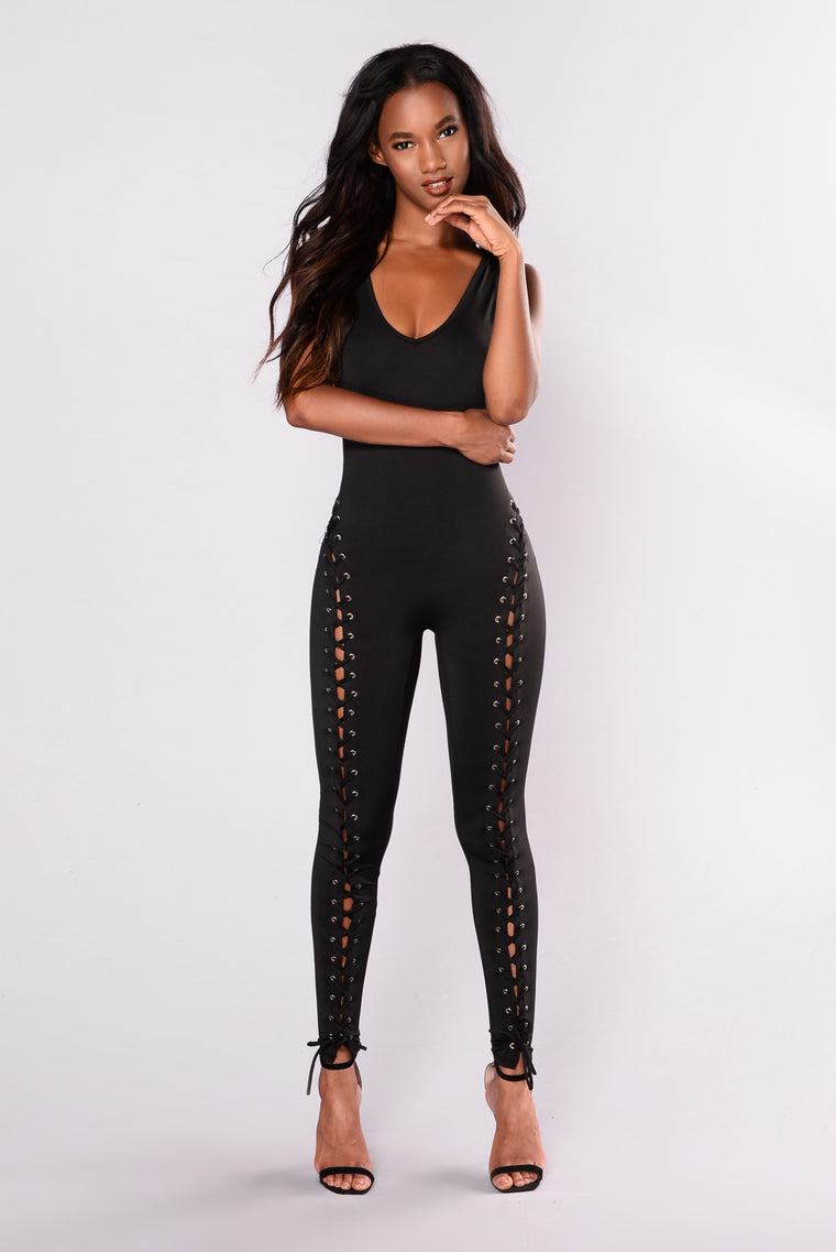 lace up jumpsuit