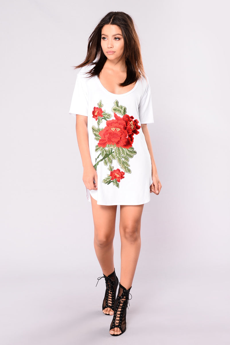 Ryans Roses Scoop Tunic White Dresses Fashion Nova