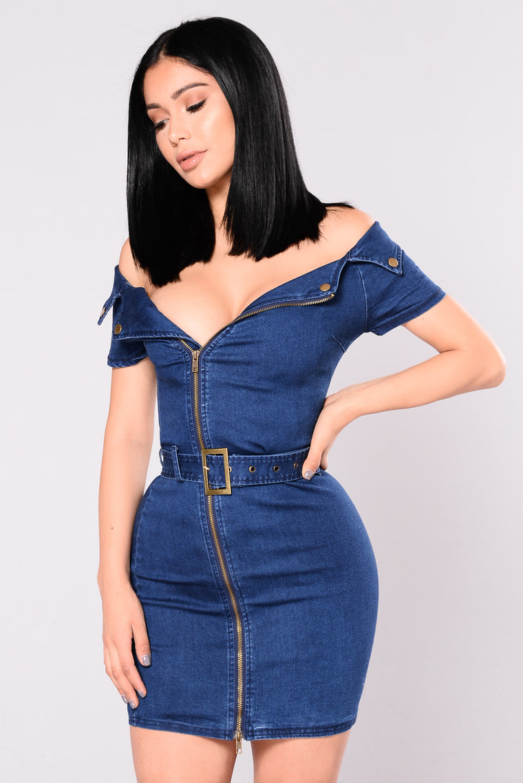 off the shoulder denim dress fashion nova