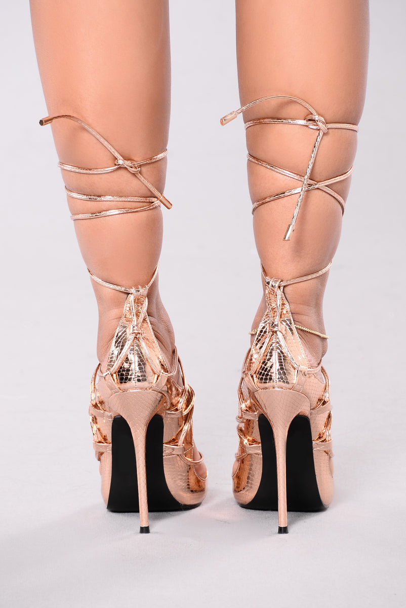 Hello Again Lace Up Heels - Rose Gold | Fashion Nova, Shoes | Fashion Nova