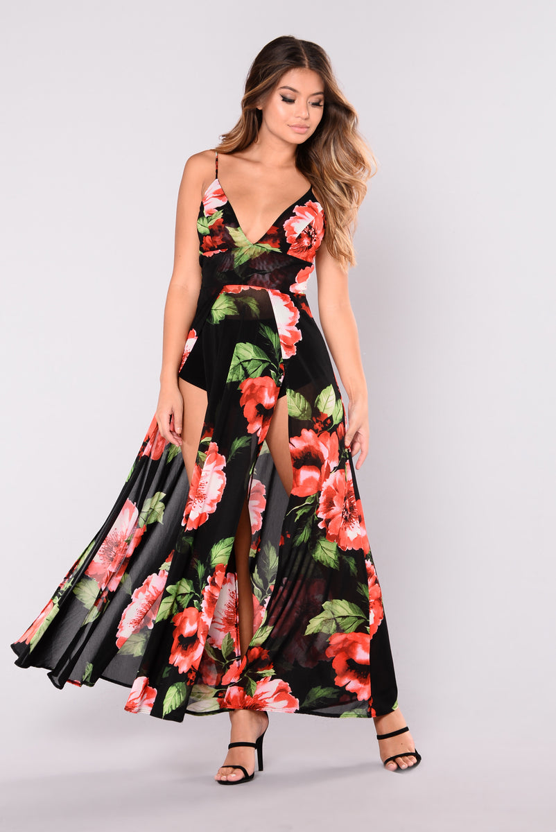 Big Bouquet Maxi Dress - Black/Red | Fashion Nova, Dresses | Fashion Nova