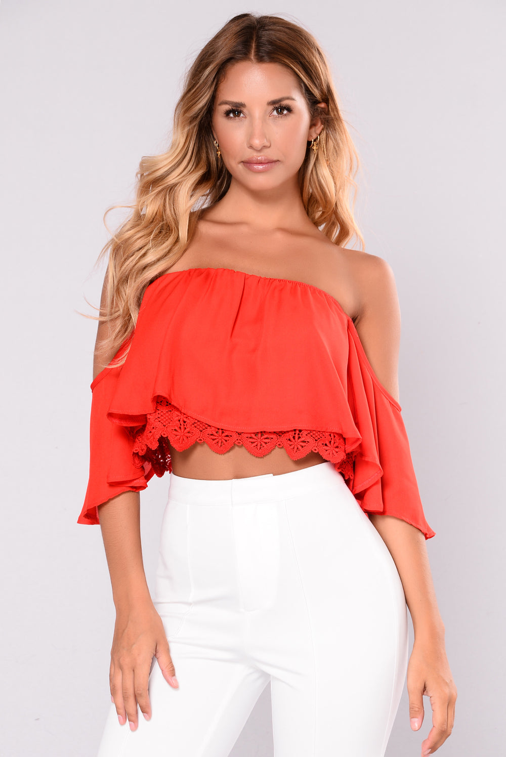 Anabelle Off Shoulder Top - Red