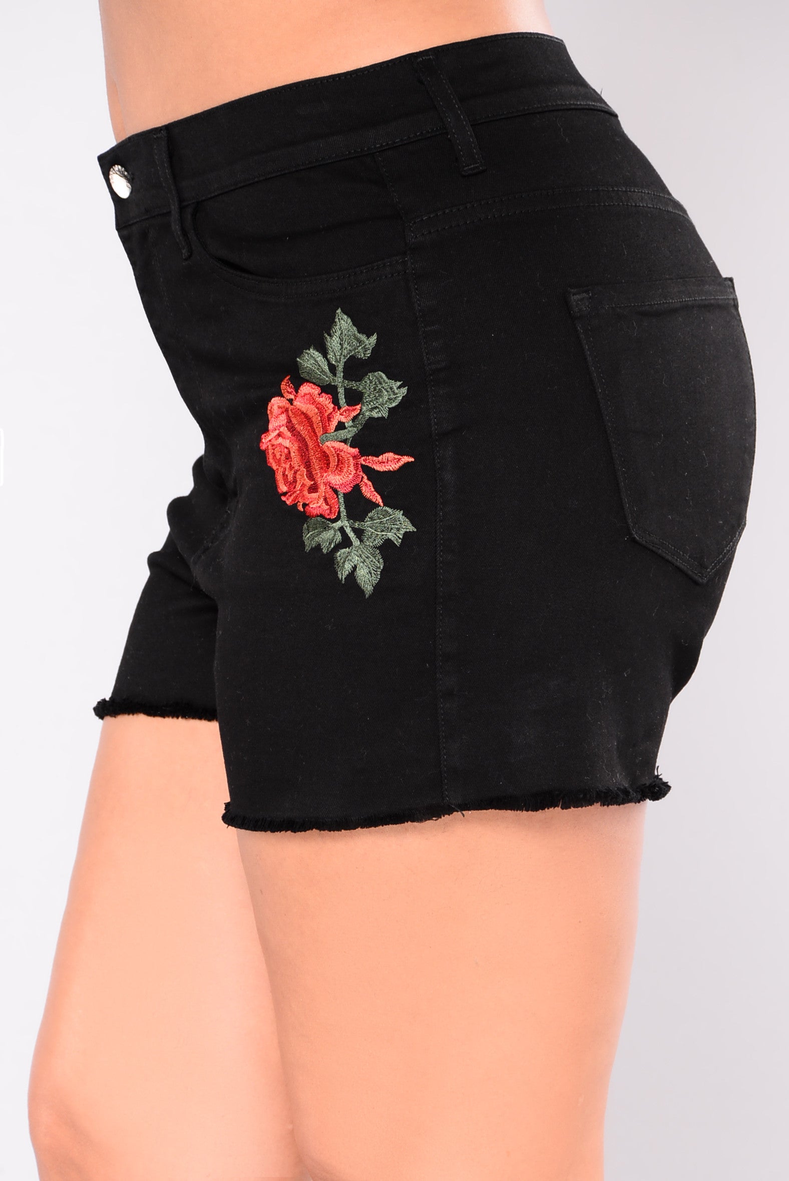 Save A Rose Denim Shorts Black