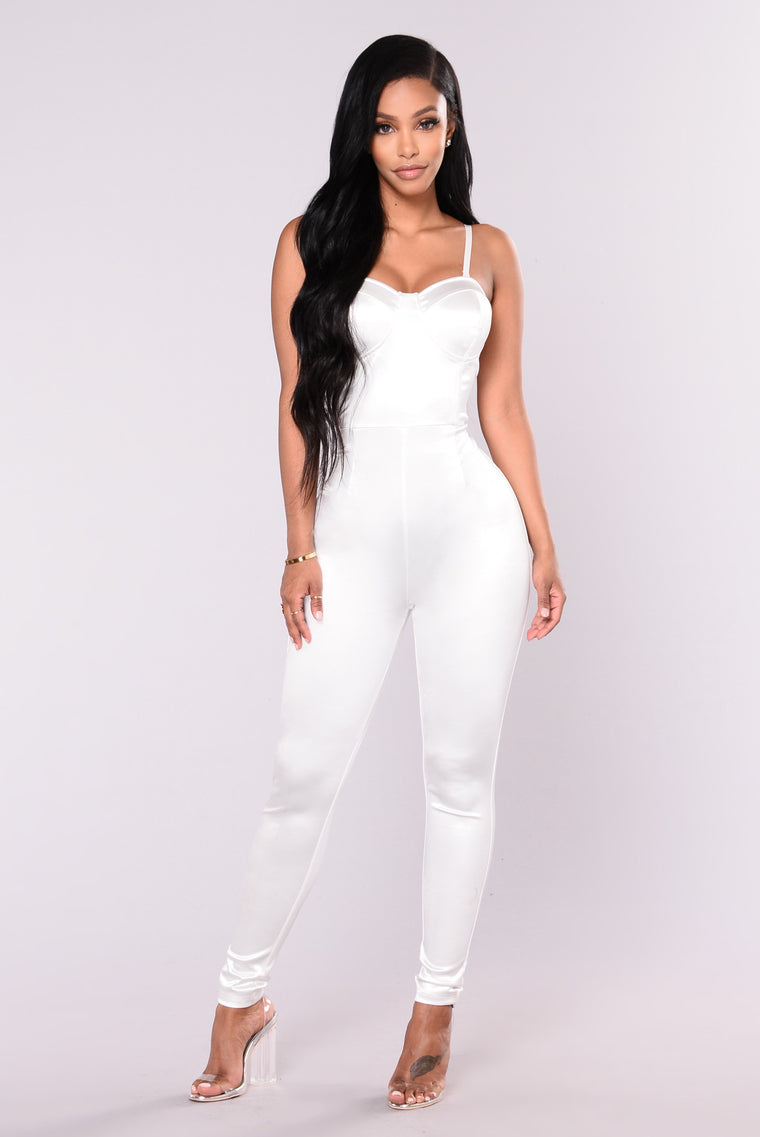 satin jumpsuit white