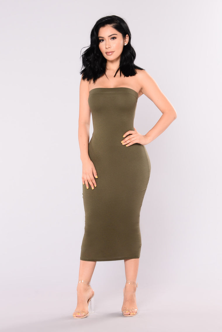 olive green dress fashion nova