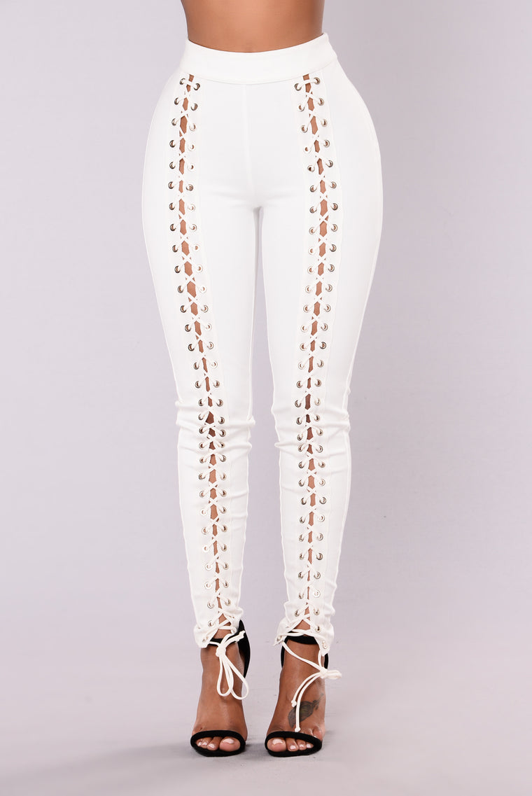 Lace Up Pants - White, Pants | Fashion Nova