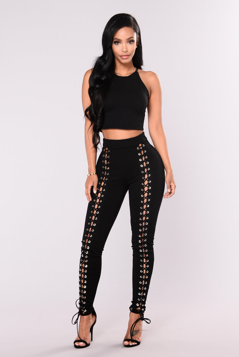 X's And O's Lace Up Pants - Black