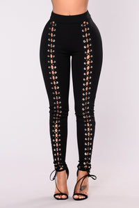 X's And O's Lace Up Pants - Black