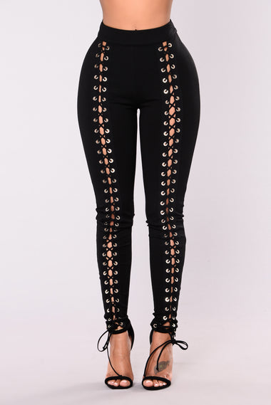 X's And O's Lace Up Pants - Black – Fashion Nova