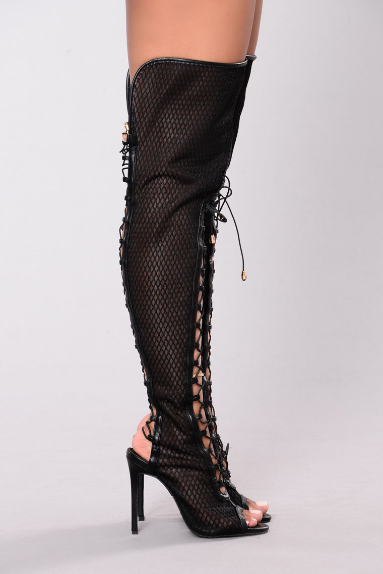 Azure Lace Up Heel Boot - Black - Shoes - Fashion Nova