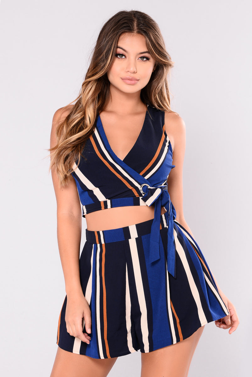 Cool Kids Striped Set - Navy, Matching 