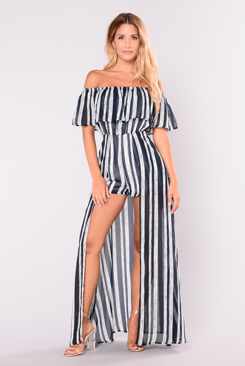 Monte Carlo Striped Dress - Navy | Fashion Nova, Rompers | Fashion Nova