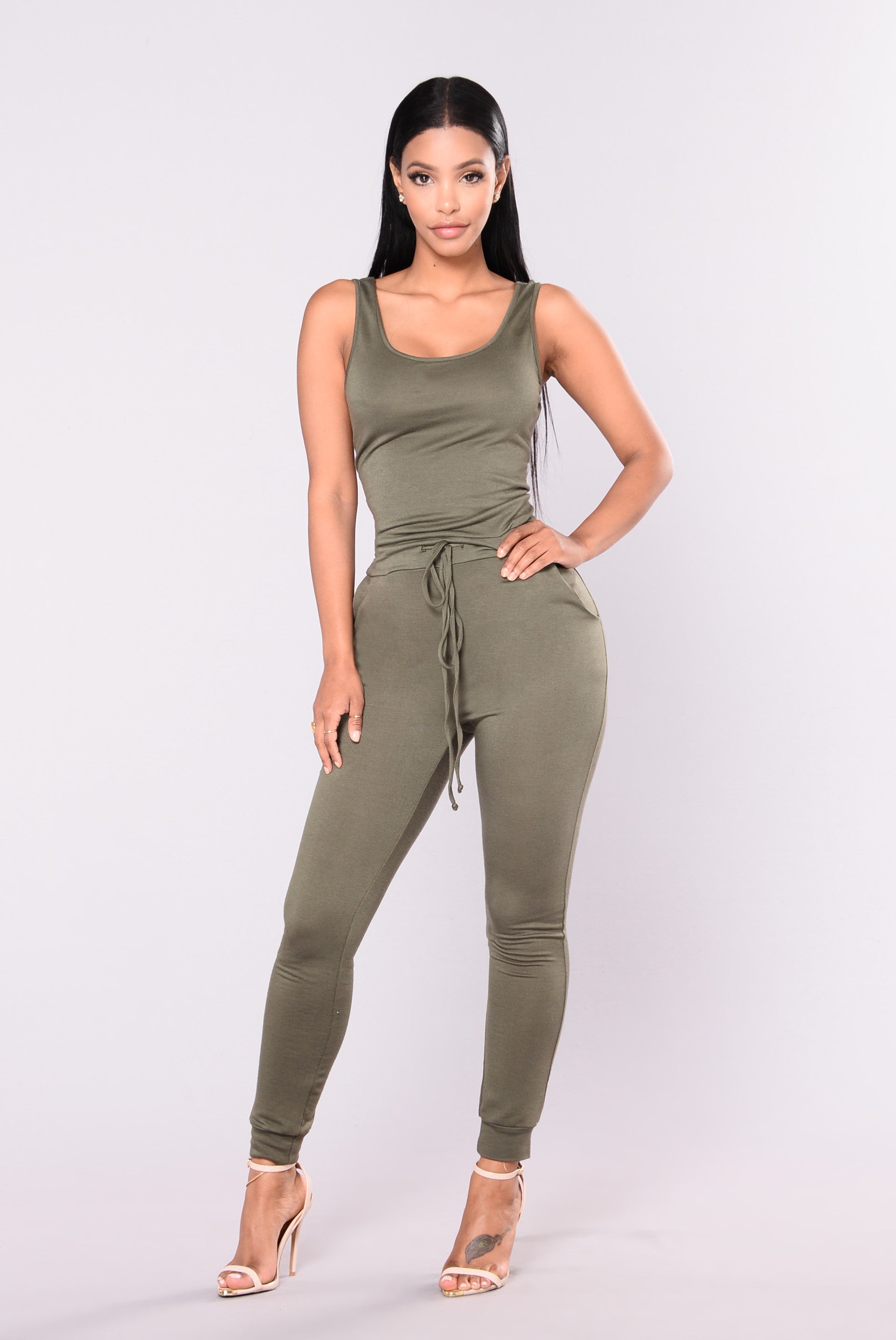 Jakarta Drawstring Jumpsuit - Olive