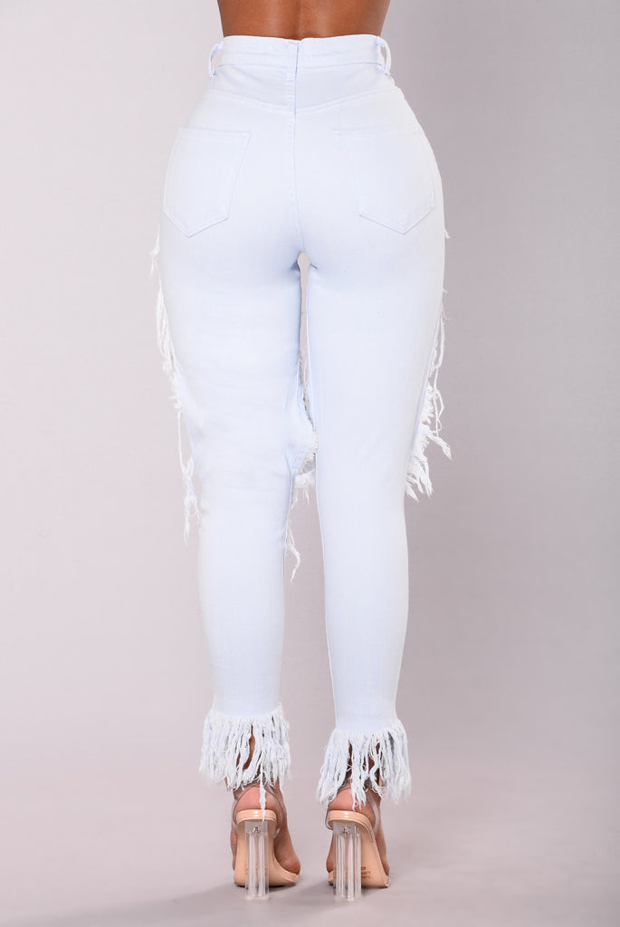 Katrina Distress Jeans - White/Blue