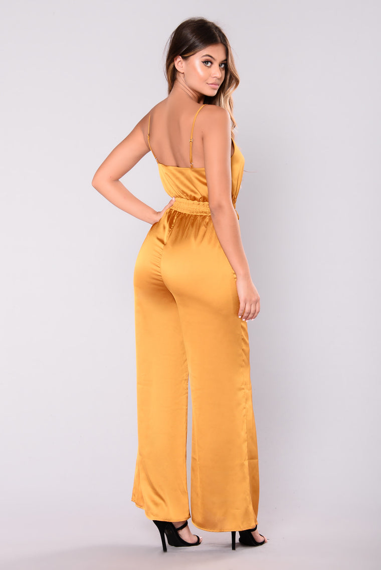 Kya Satin Jumpsuit - Mustard