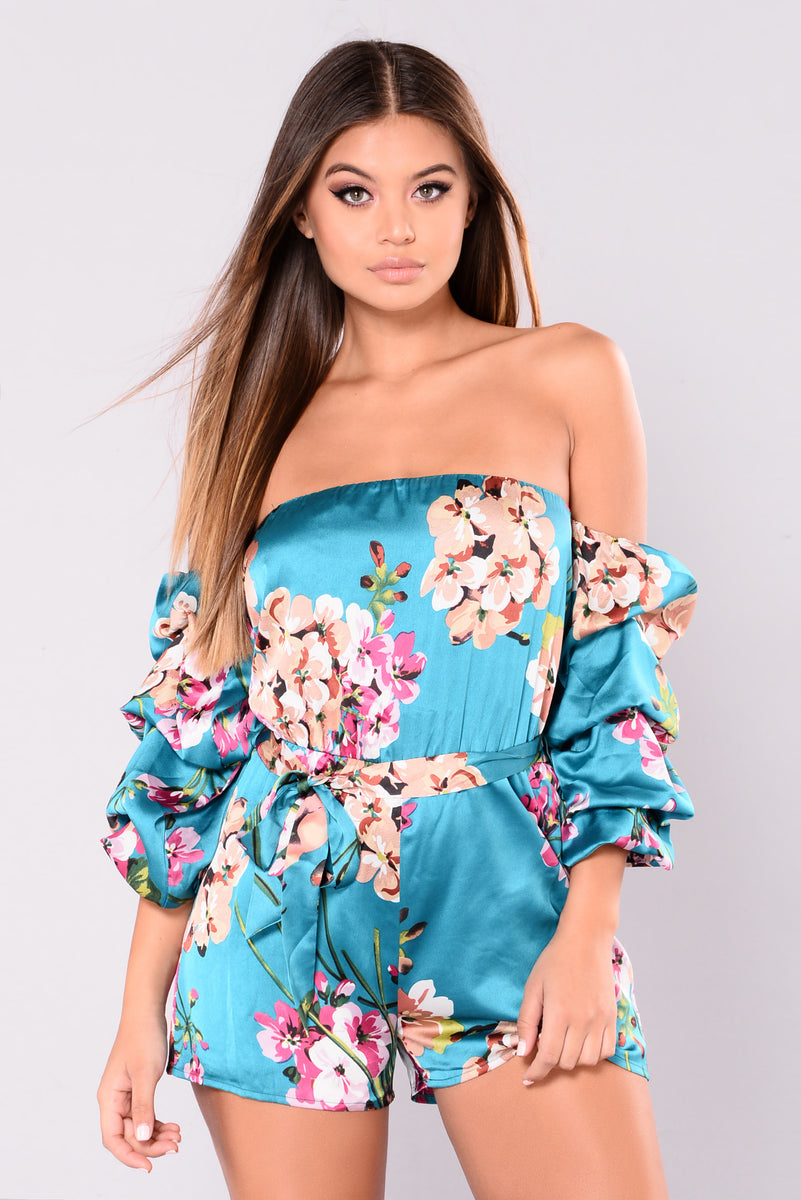 Upon A Dream Floral Romper - Teal | Fashion Nova, Rompers | Fashion Nova