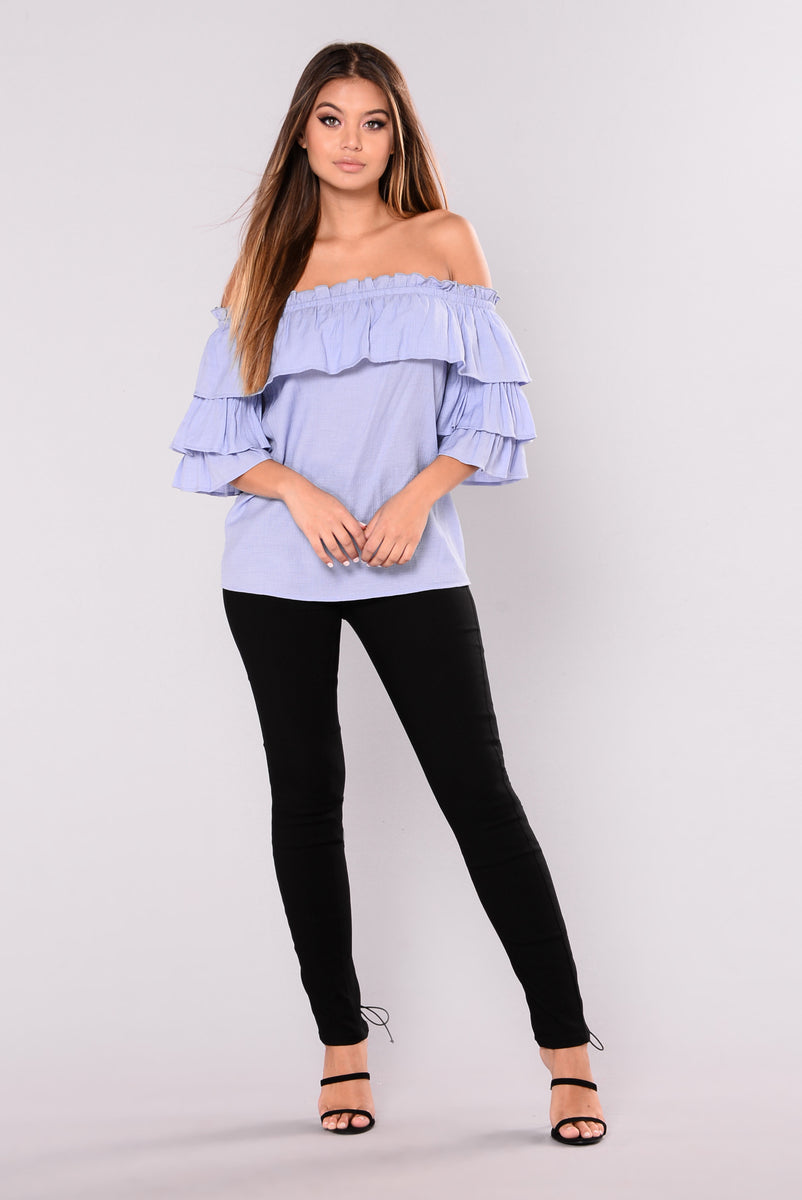 Katia Off The Shoulder Top - Blue | Fashion Nova, Shirts & Blouses ...